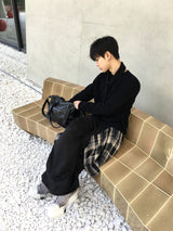 ラフィチェックレイヤードワイドパンツ 2C