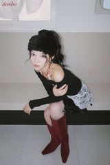 Halterneck Lace Layered Two-Piece Knitwear