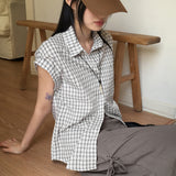 Lupo Linen Roll-Up Pocket Checkered Short Sleeve Shirt