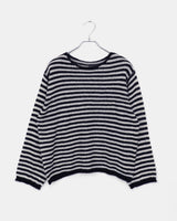 Zuri Stripe Pattern Round Neck Loose Fit Long Sleeve Knit
