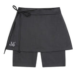SNUVY 2-IN-1 サイドスリットスカート ショートパンツ (2COLOR)