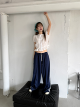 pintuck wide track pants 