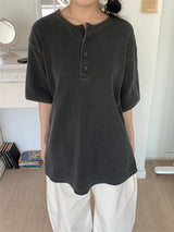 ワッフルボタンオーバーサイズTシャツ (3C)