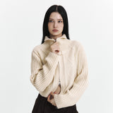 C HIGH NECK KNIT CARDIGAN_IVORY