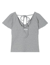 WRAP SHIRRING TOP(GREY)