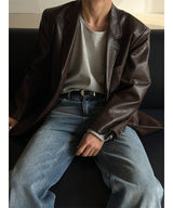 [F/W] Crack overfit leather blazer(2color)