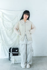 studs nylon knitzip hoodie(white)