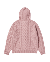 25FW ローゲージケーブルニットフーディー フーディーピンク