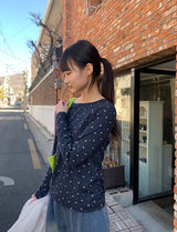 26SS★ [BAONHAUS]ソレアフラワーリブ長袖Tシャツ
