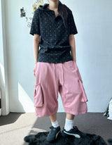 Pla West Fold Cargo Terry Bermuda Shorts 3color