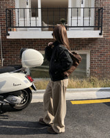 ティモコーデュロイフリースワイドストレートパンツ