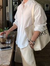 Look Diffacy Wrinkle Texture Summer Oversized Rayon Shirt