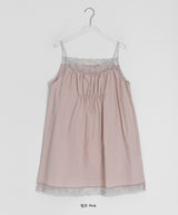 Umi Shirring Layered Lace Sleeveless One Piece