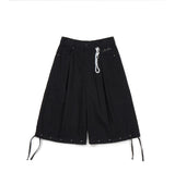インバーティドプリーツリベットバミューダパンツ(ブラック)