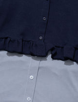 LAYERED FRILL CARDIGAN T-SHIRT(NAVY)