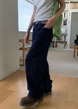 ノンフェイドステッチワイドデニム (S-L)