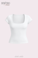Minky Square Slim Color Short Sleeve T-shirt