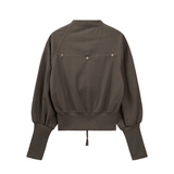 BANDING CROPPED COTTON JACKET (KHAKI BROWN)