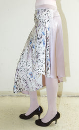 That's neat – irregular hem pink leopard-print paneled asymmetrical skirt (Pink)