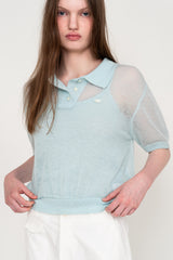 SEE-THROUGH COLLAR HALF KNIT (SKY BLUE)