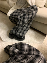 🖤Home Gradient チェックワイドロングパンツ (Black)
