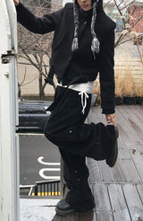 VELVET SNAP WIDE PANTS