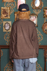 DYED ARGYLE LONG SLEEVE T SHIRT / BROWN