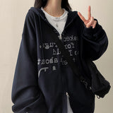 Lard Lettering Boxy Fit Two Way Hooded Zip-Up