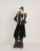 デッカウルフジョットフード付きファーニットジップアップジャケット (Wool Jacket)