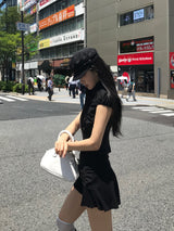 City Class Sheer Shirring HAlf Shirt& Skirt SET 