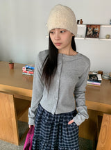 Lengmo Ribbed Round Crop Cardigan
