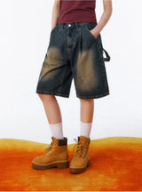 BTB : WAVE WASHING CARPENTER SHORTS [YELLOW MINUIT CORE] [UNISEX]