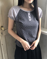 Pori star printed raglan puff short sleeve T-Shirt