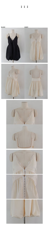 サテンフックバルーンミニドレス (IVORY, BLACK 2COLORS!)