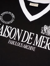 [起毛]UNISEX Rugby Team Jersey Heavy Terry V-Neck Sweatshirt Black (FCE4TS653K)