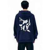 LOOSE FIT PRINT-HOODIE [NAVY]