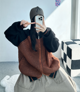 カラーブロックラグラン2ウェイジップアップ🤎🖤🩶🤍 - 3 カラーズ