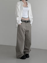 Poble Embroidered Patch Rivet Cotton Pants