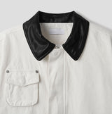 Mel pocket leather pointed work jacket