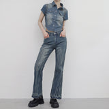 [NONCODE] Fluffy Washing Denim Bootcut Pants
