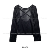 Cross Back Silt See-Through Knit
