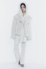 LUNA BELTED SHEARLING JACKET cream