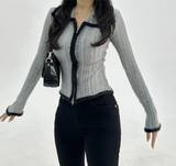 COLOR-BLOCK GRADATION 2-WAY KNIT ZIP-UP - 2 COLOR