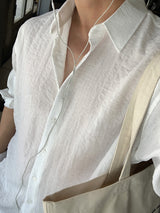 Look Diffacy Wrinkle Texture Summer Oversized Rayon Shirt