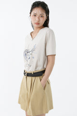 ギャラクシーVネックTシャツ_ライトベージュ