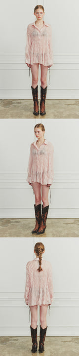 MEMORY SHIRRING SHIRT pink