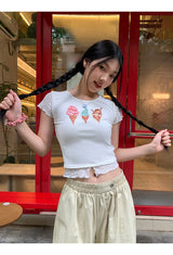 アイスクリームレースレイヤード半袖Tシャツ