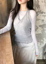 Eyelet Frill Halter Neck Sleeveless (5color)