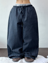 LINEN VIVID STRIPE WIDE PANTS 🩵🍰🌴🤎🖤5COLOR