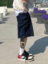 Big pocket denim half pants 2C